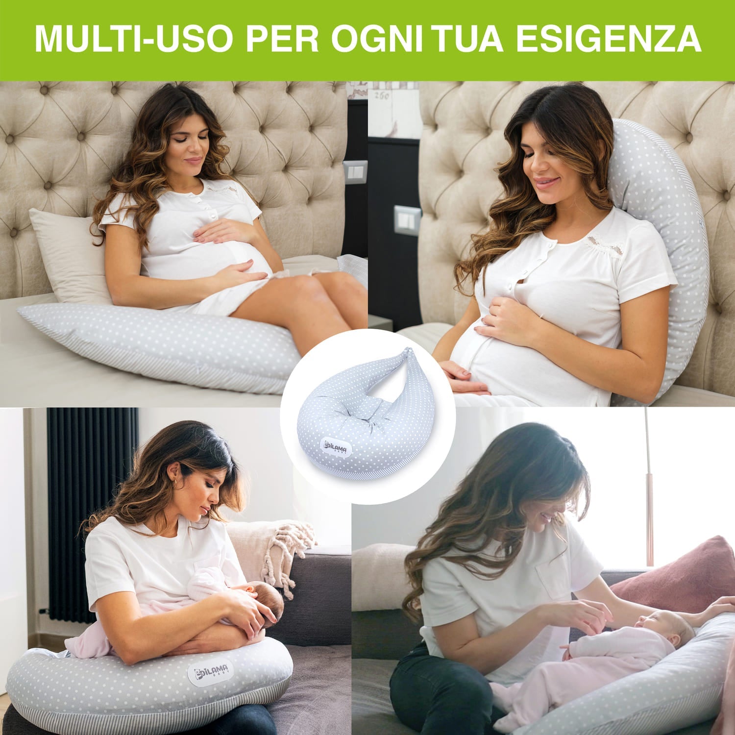 Cuscino Allattamento In Chambray Indaco - Morbido, Lavabile, Supporto Per Mamma E Bambino - Foto 9