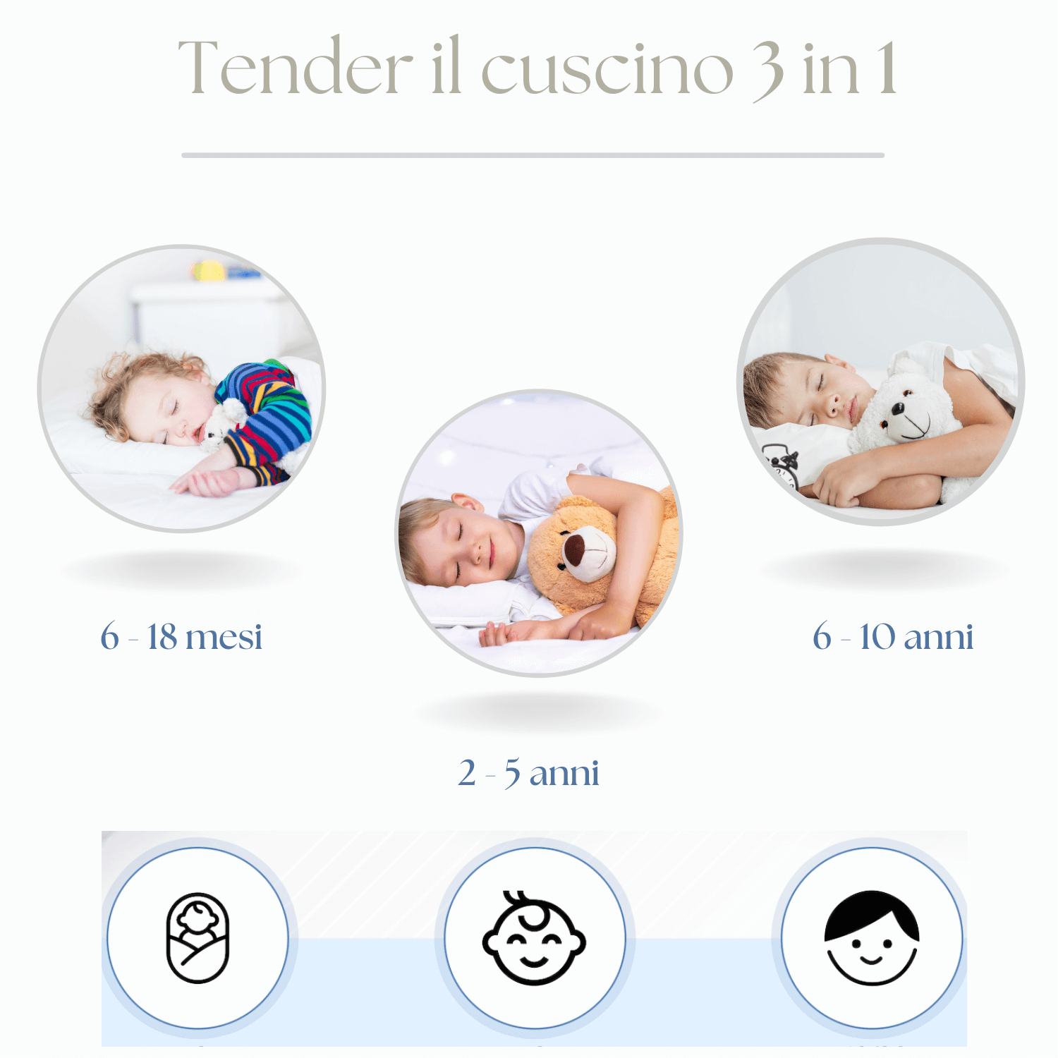 Cuscino Bambino regolabile 18 mesi - 10 anni – Dilamababy